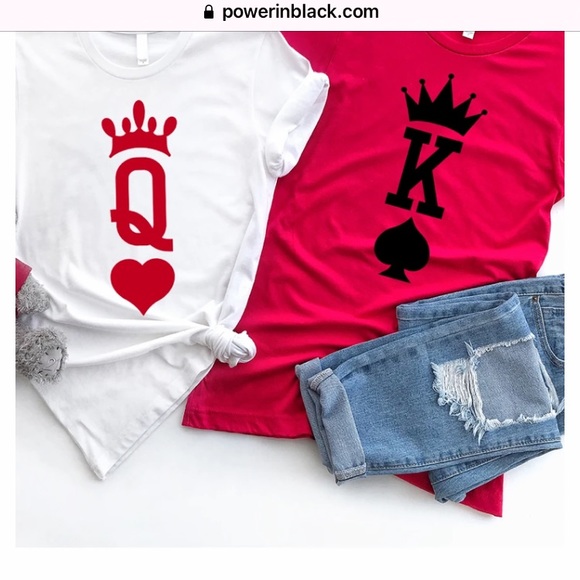 Couples shirt, King/Queen, Red/white/black, L/S - Picture 1 of 2